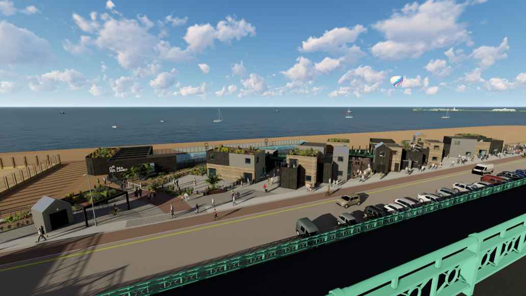 Computer-generated image of Sea Lanes swimming centre